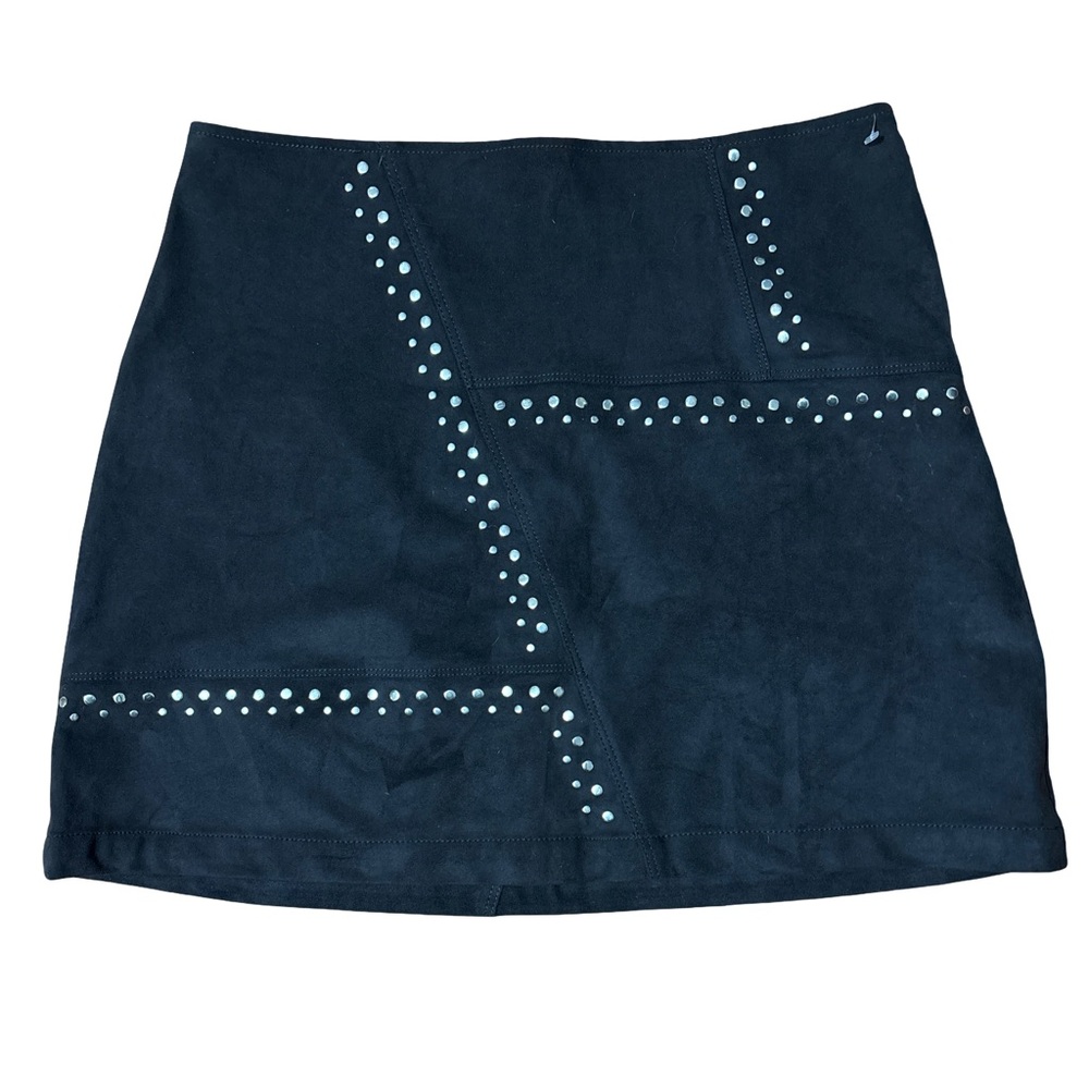 Express Black Faux Suede Skirt with Stud Accents